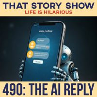 490: The AI Reply - A little robot peeks out from behind an iPhone.